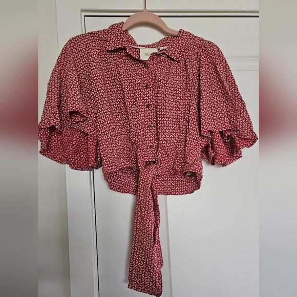 Anthropologie Maeve Milly Cropped Tie-Waist Top, Size 4 - Picture 4 of 4